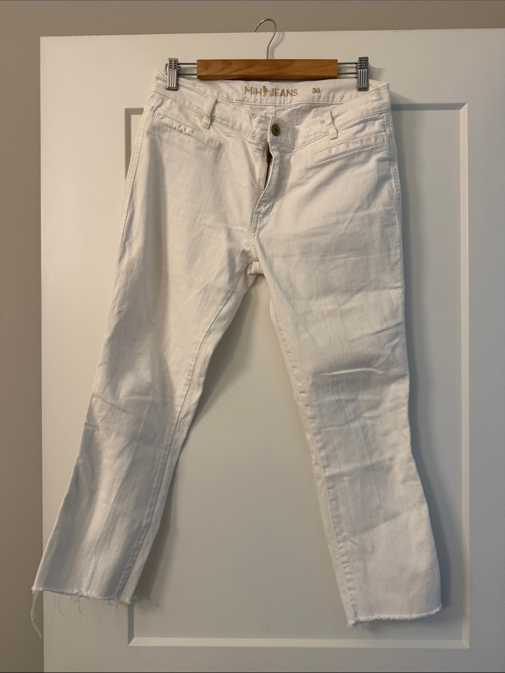 MiH Jeans White Cropped Straight-Leg Jeans